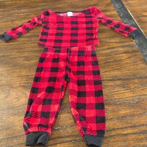 2T Red and Black Plaid Pajama Set